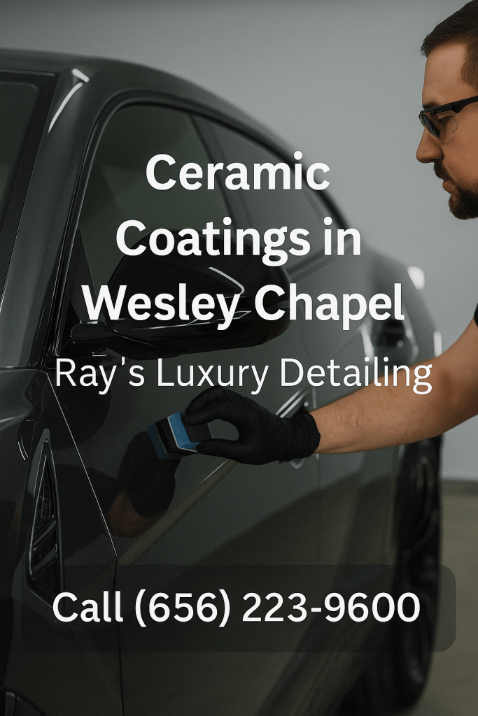 Applying ceramic coating in Wesley Chapel – Ray’s Luxury Detailing mobile service.